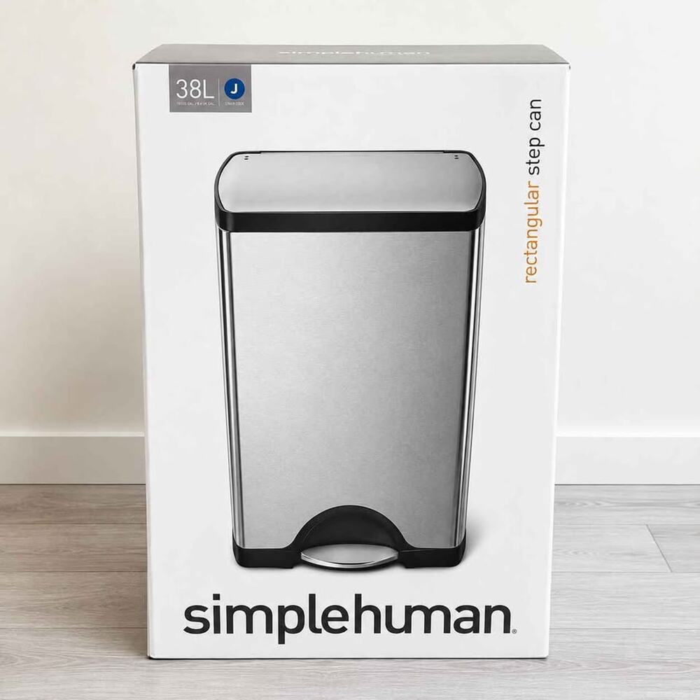 simplehuman 10 Gallon Stainless Steel Step Trash Can – Soft Close Lid